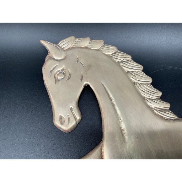 Vintage Midcentury Brass Horse Wall Hangings Pair Galloping Stallion Silhouettes - Picture 2 of 9